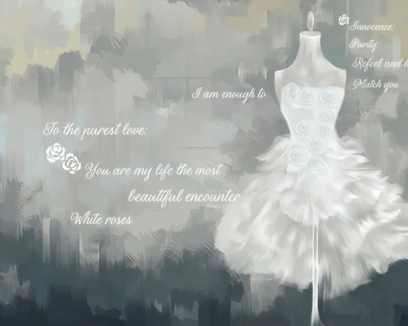 Papier peint panoramique de la robe de mariée en aquarelle