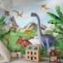 Fototapete für Kinder mit prähistorischen Dinosauriern