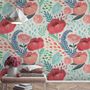 Papier peint panoramique floral aquarelle maïs coquelicot