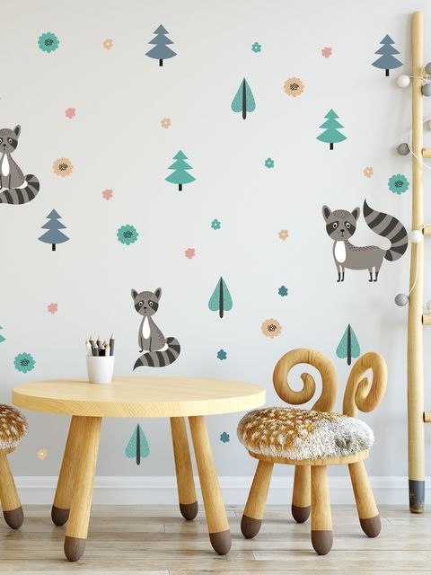 Kids Pine Tree and Little Florals Wall Decal Sticker