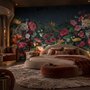 Elegant Tropical Botanical Floral and Leopard Wallpaper 