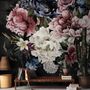 Watercolor Dark Peony Floral Wallpaper Mural