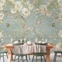 Soft Chinese White Florals with Birds Wallpaper Mural