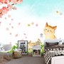 Fototapete Kirschblüten und Cartoon-Katzen