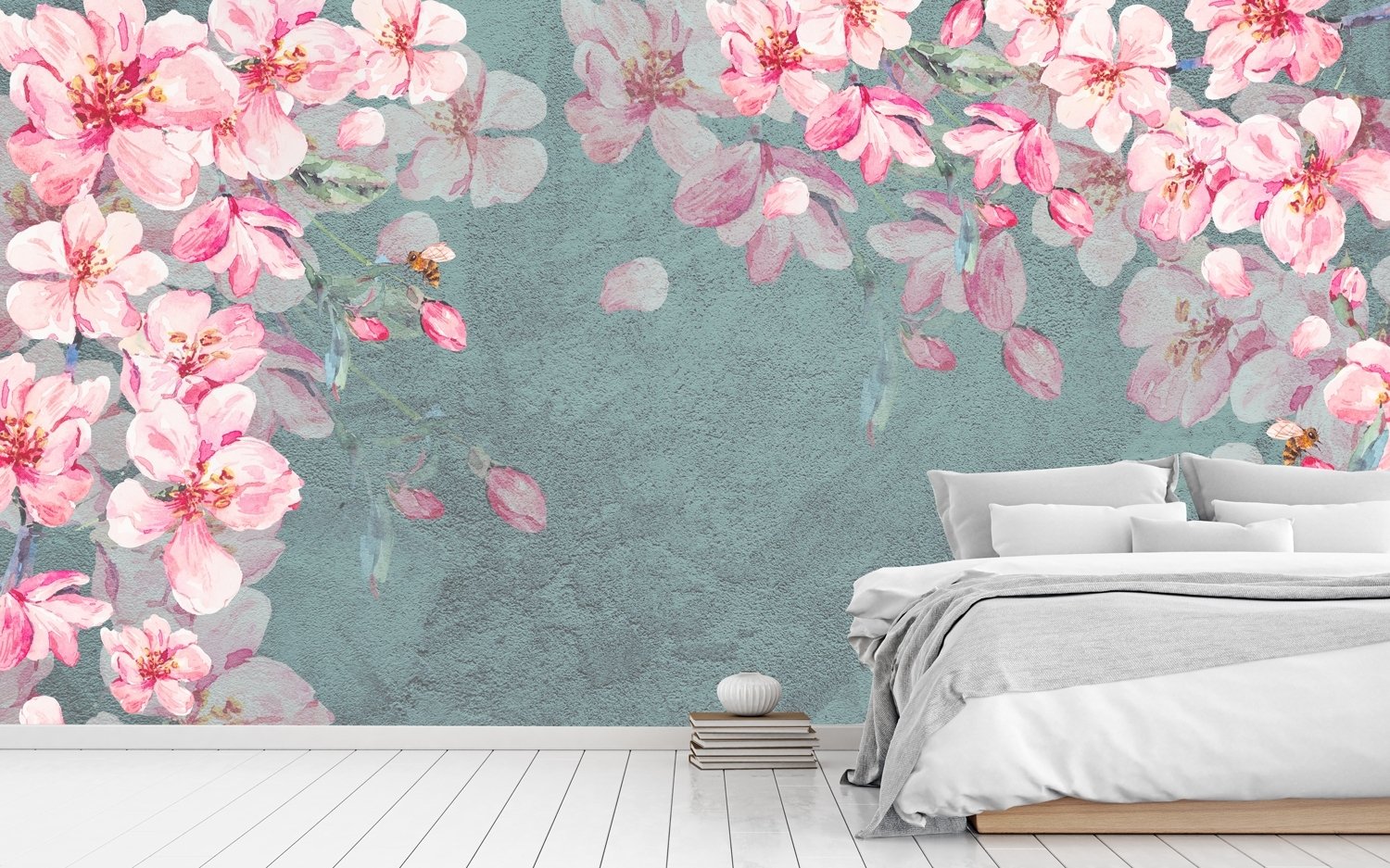 Cherry Blossom Pink Sakura Floral Wallpaper Mural - Peel and Stick