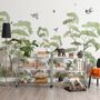 Papier peint panoramique de la forêt tropicale des enfants avec des lapins mignons