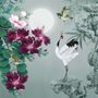 White Stork and Purple Flowers Wallpaper Mural