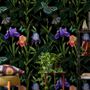 Dark Purple Flowers with Butterflies Wallpaper Mural