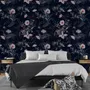 Retro Dark Flowers Wallpaper Mural