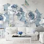 Soft Blue Floral Wallpaper Mural
