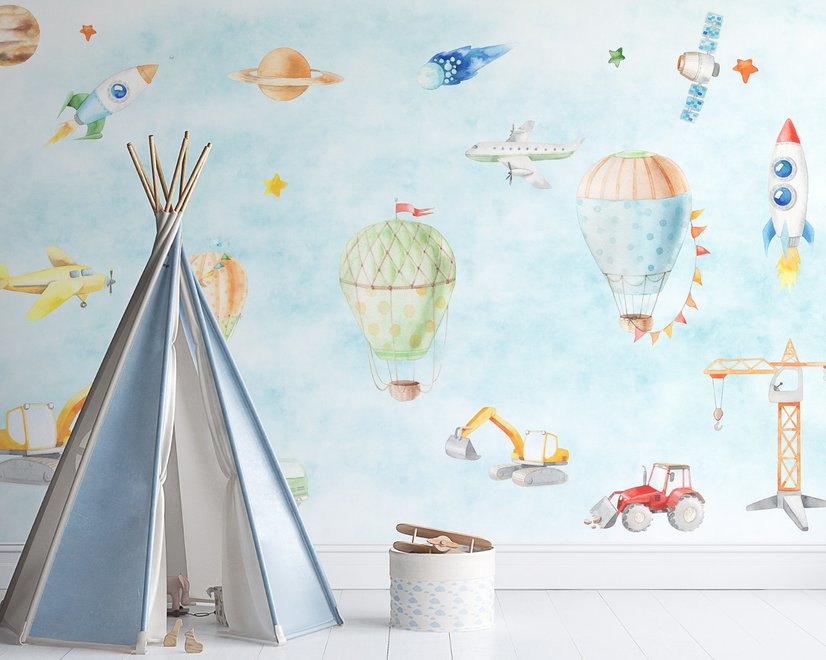 Kids Hot Air Balloons Wallpaper Mural