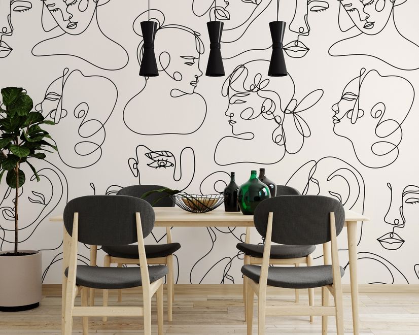 Elegant Abstract Faces Wallpaper Mural