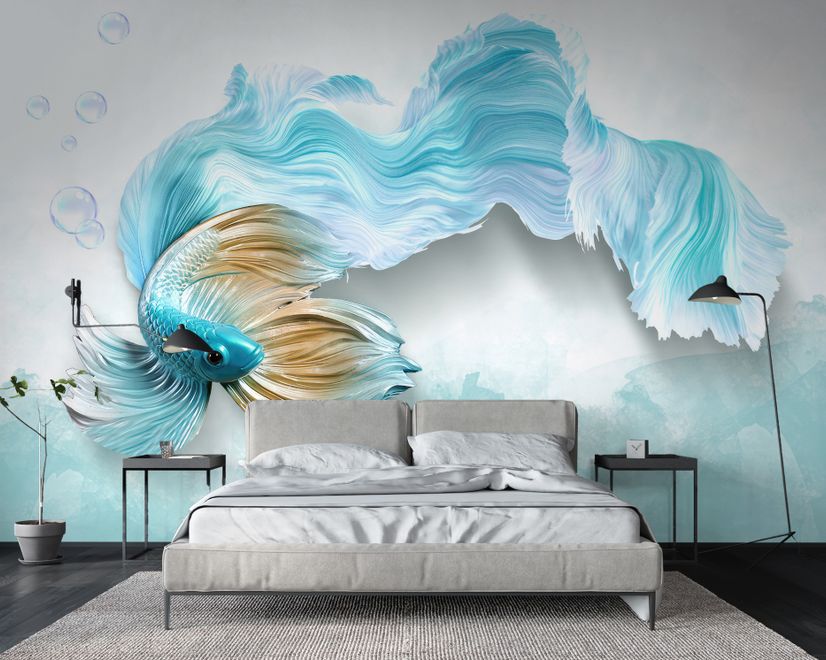 Abstract Guppy Fish Wallpaper Mural