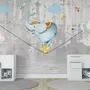 Slackline with Cartoon Elephant on the Ball Wallpaper Mural