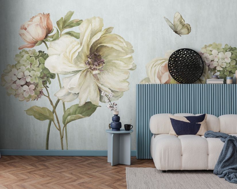 Vintage Peony Floral Wallpaper Mural