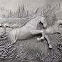 Papier peint panoramique en ciment, aspect gaufré 3D, ange et chevaux