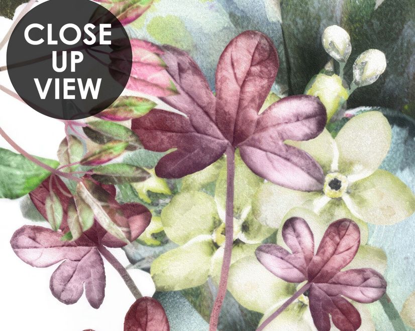 Wild Floral and Green Fresh Leaves Wallpaper Mural