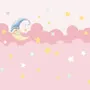 Kids Girls Pink Night with Sleeping Moon Wallpaper Mural
