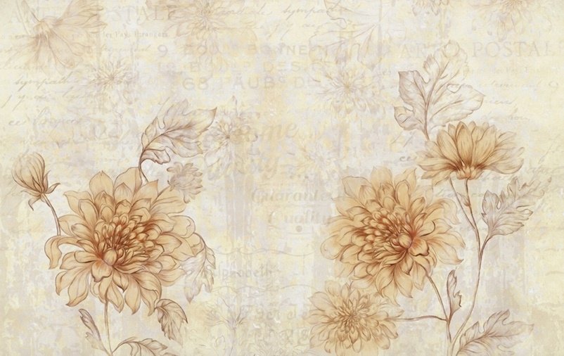 Papier peint panoramique fleur de dahlia vintage