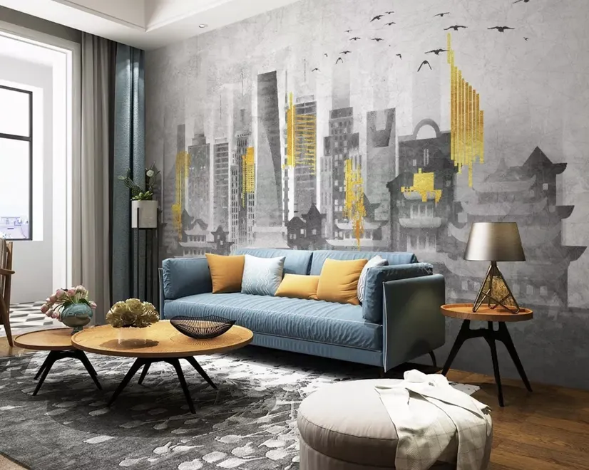 City Landscape Yellow City Light Wallpaper Mural