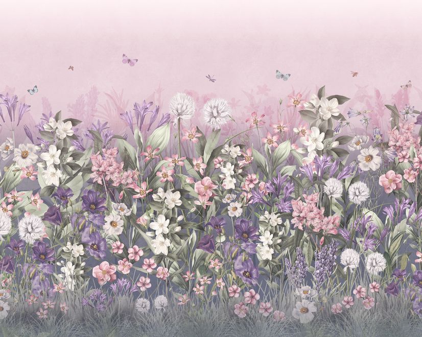 Soft Blooming Floral Meadow  Kids Wallpaper