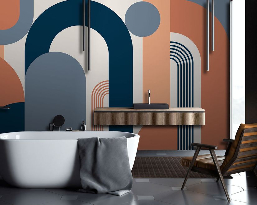 Geometric Arch with Shapes Wallpaper Mural