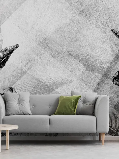 Drawn Banana Leaf Wallpaper Mural