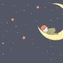 Cartoon Moon with Little Child and Night Sky Wallpaper Mural