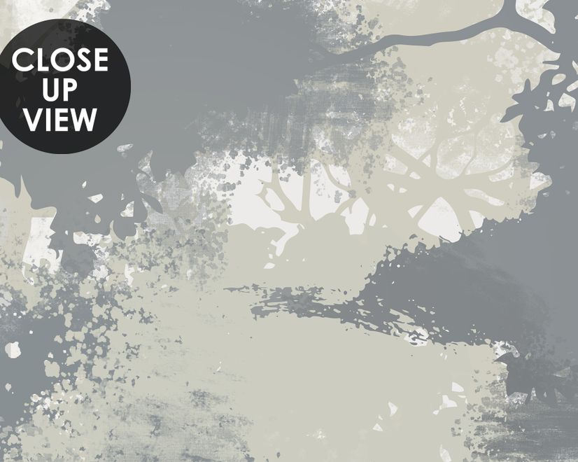 Monochrome Forest Silhouette Landscape Wallpaper Mural