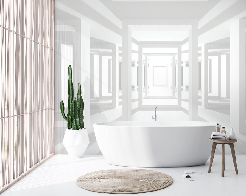 3D-Look Abstrakte Architektur Weißer Korridor Fototapete