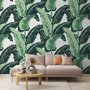 Green Banana Leaf Pattern Wallpaper Mural