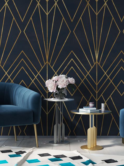 Luxuriöse geometrische Linien Art Déco Fototapete