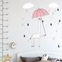 Kids Cute Giraffe with Colorful Raindrops and White Clouds Wall Decal Sticker