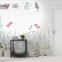 Watercolor Colorful Floral with White Brick Wall Wallpaper Mural