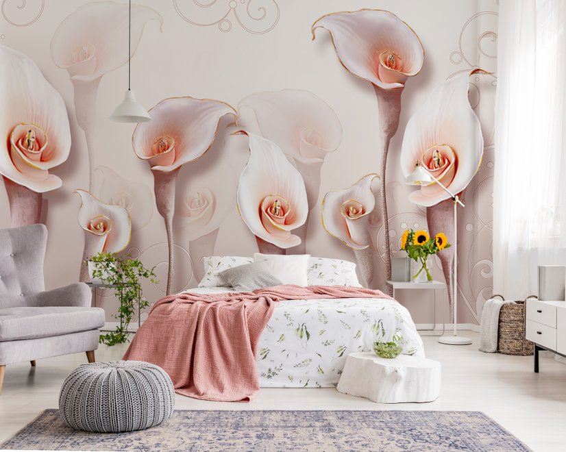 Elegante Calla-Lilie 3D Blumen Fototapete