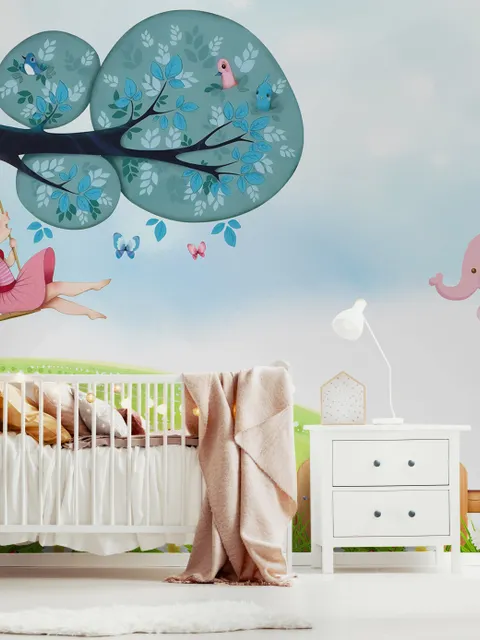 Little Child and Swing Wallpaper Mural