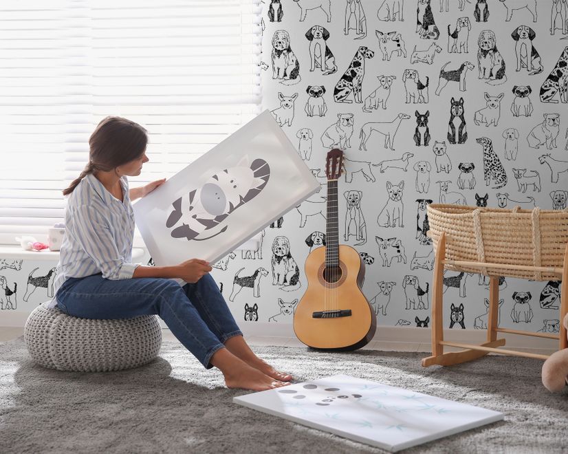 Kids Cartoon Cute Dog Family Wallpaper Mural