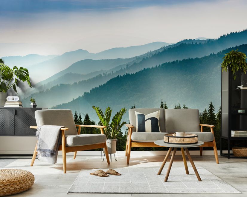 Foggy Mountains Landscape Wallpaper Mural