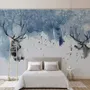 Snow Landscape with Horned Deer Wallpaper Mural