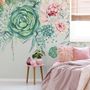 Nostalgic Soft Green Vine Floral Art Wallpaper Mural