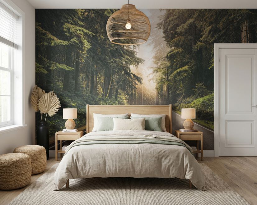 Highway on the Forest Landscape Wallpaper Mural
