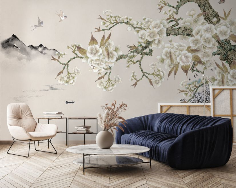 Retro Plum Blossom Wallpaper Mural