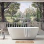 Soft Drawing Forest with Marble Fountain Wallpaper Mural