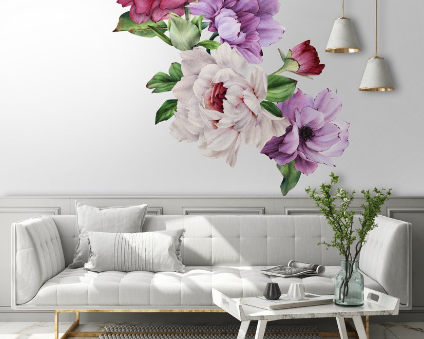 Peony Floral Colorful Bouquet Wall Decal Sticker