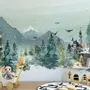 Watercolor Winter Landscape and Fox Wallpaper Mural