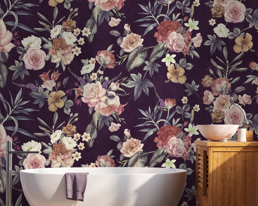 Vintage Dark Floral Bouquet Wallpaper Mural