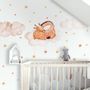 Nursery Watercolor Sleeping Giraffe and Clouds with Little Stars Wall Decal Sticker