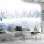 Watercolor Winter Landscape and Lake Wallpaper Mural