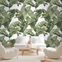 Papier peint feuilles banane tropicales vertes fleurs calla