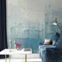 Abstract Blue Monochrome City Landscape Wallpaper Mural